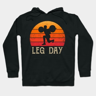 Distressed Vintage Retro Weightlifter Bodybuilder Leg Day Hoodie